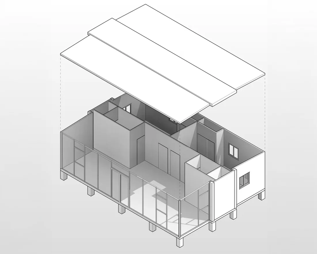 CasdenTwo 3D structural cutaway showing steel frame and layout