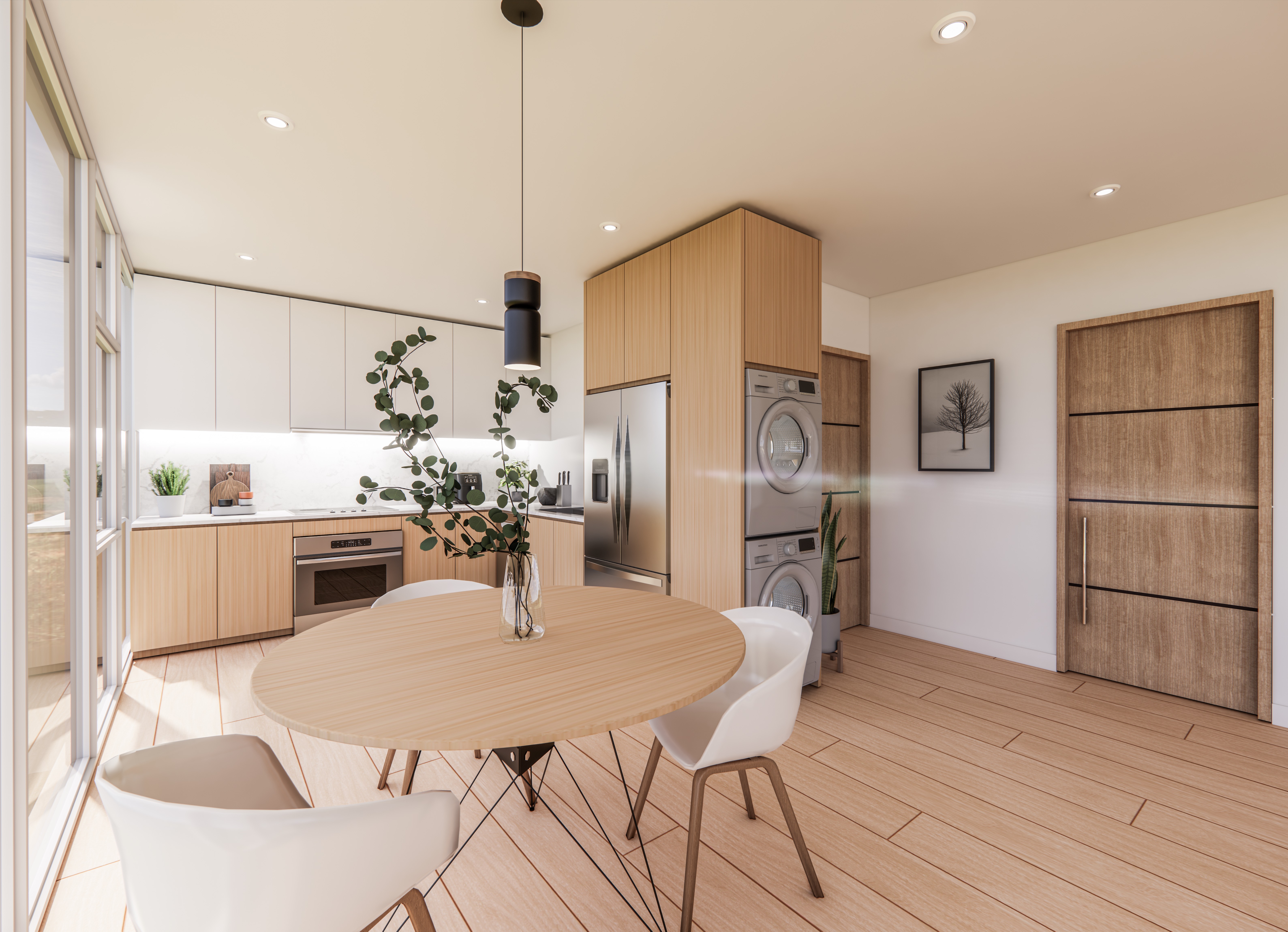 Designer kitchen and dining area inside a Casden ADU