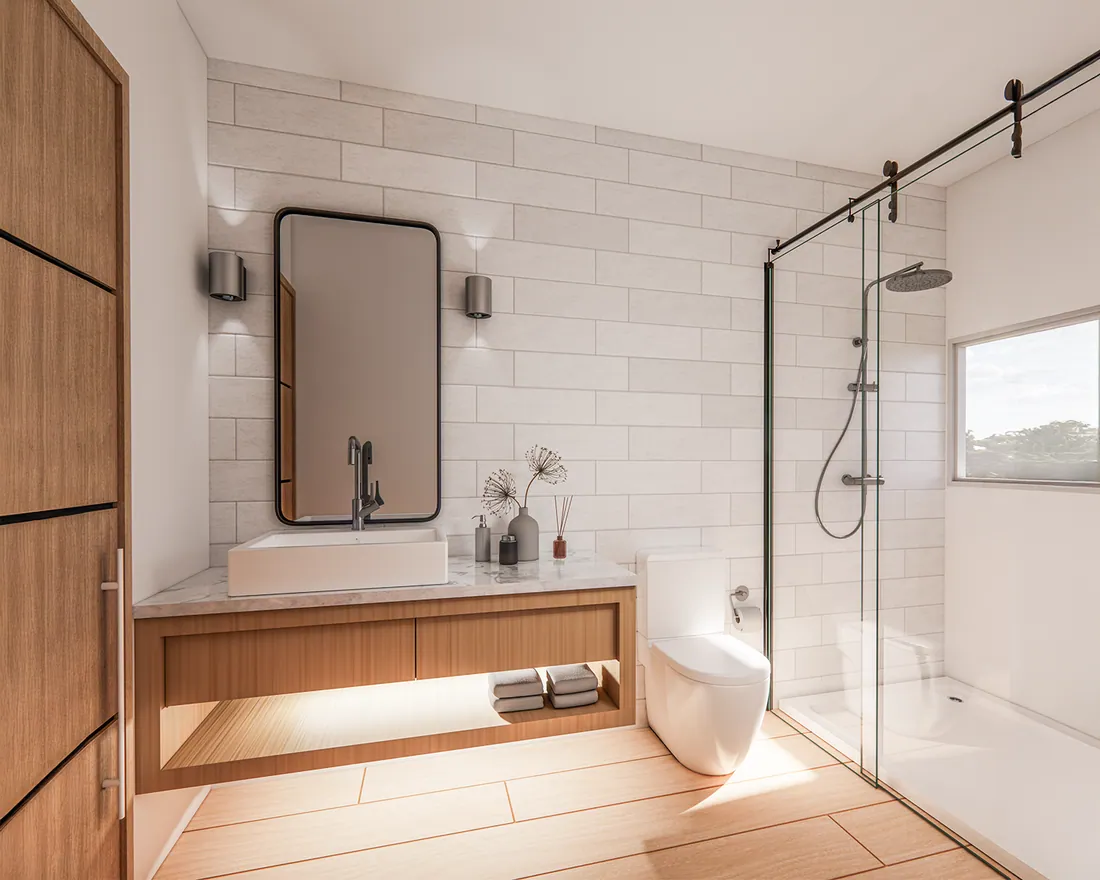 Bathroom inside a CasdenTwo ADU