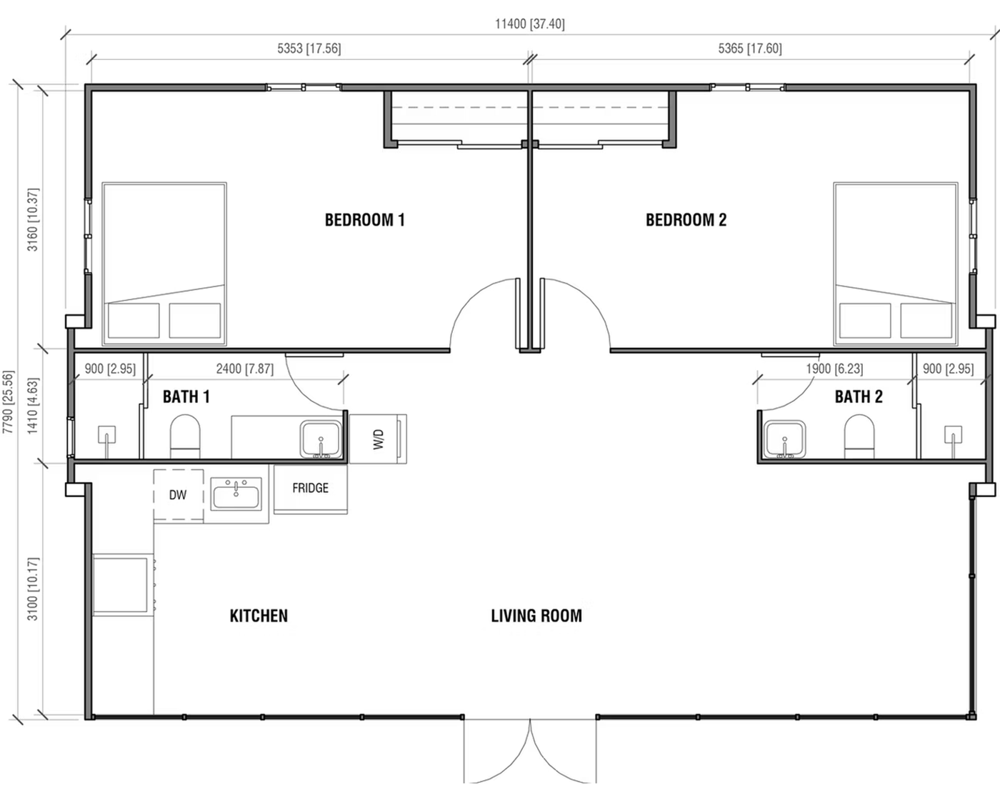 CasdenTwo two-bedroom floor plan